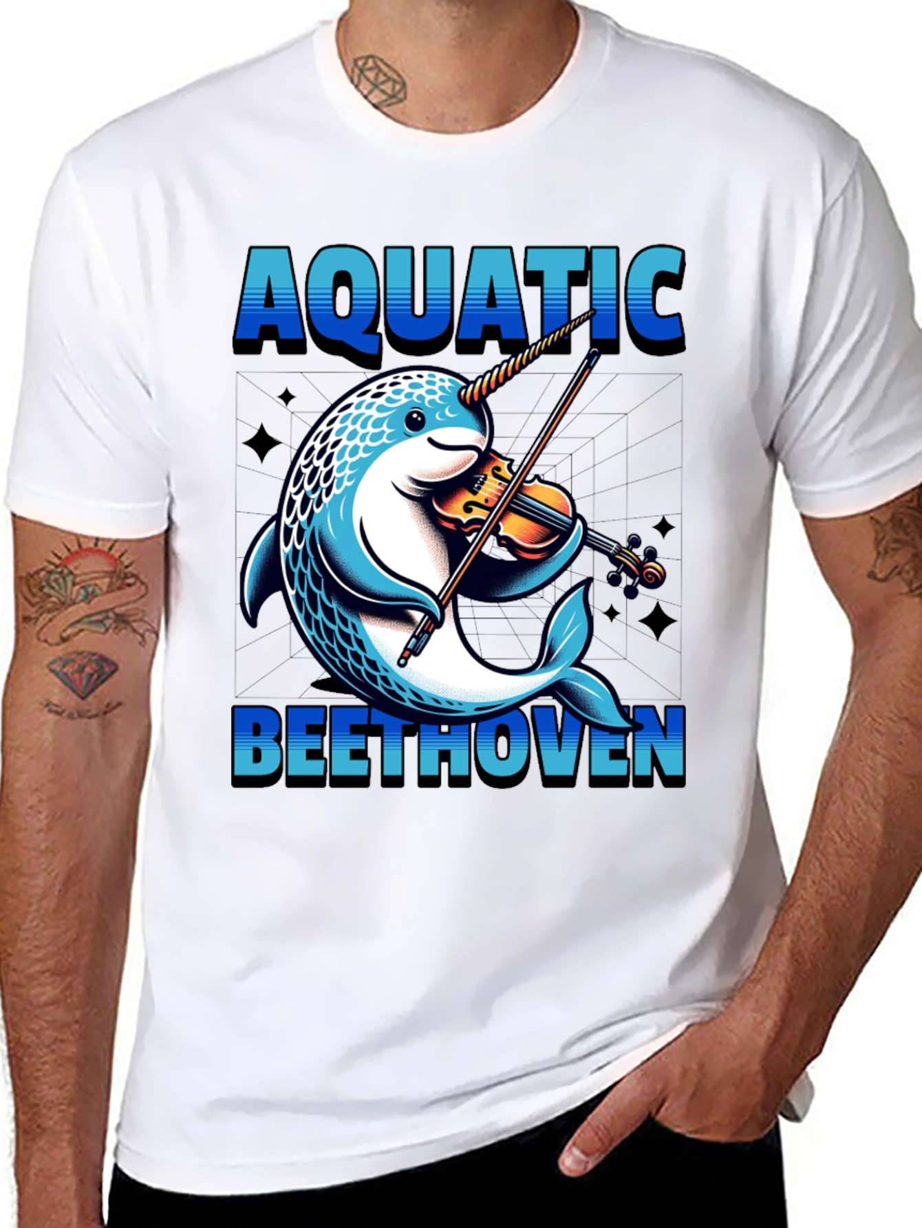 Aquatic Beethoven T-Shirt - Narwhal Violin Player