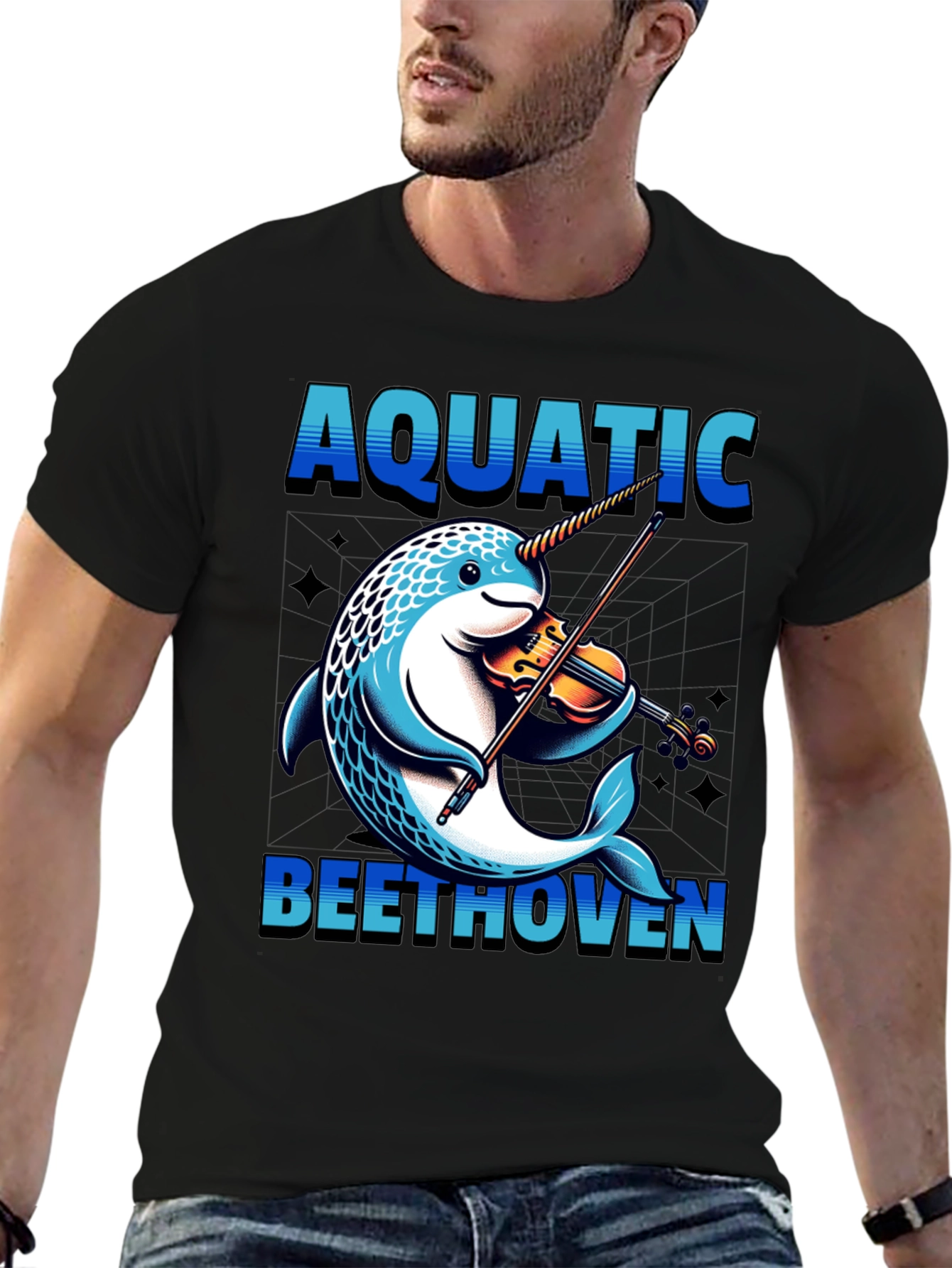 Aquatic Beethoven T-Shirt - Narwhal Violin Player
