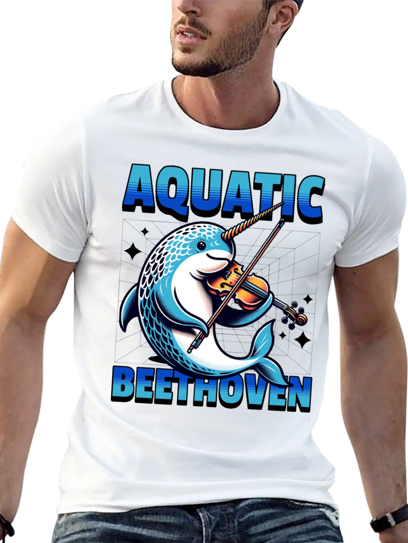 Aquatic Beethoven T-Shirt - Narwhal Violin Player
