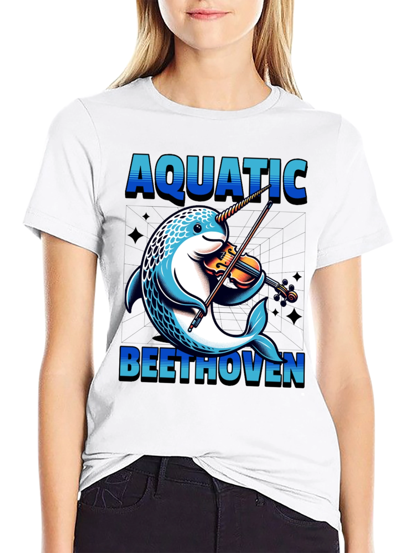 Aquatic Beethoven T-Shirt - Narwhal Violin Player