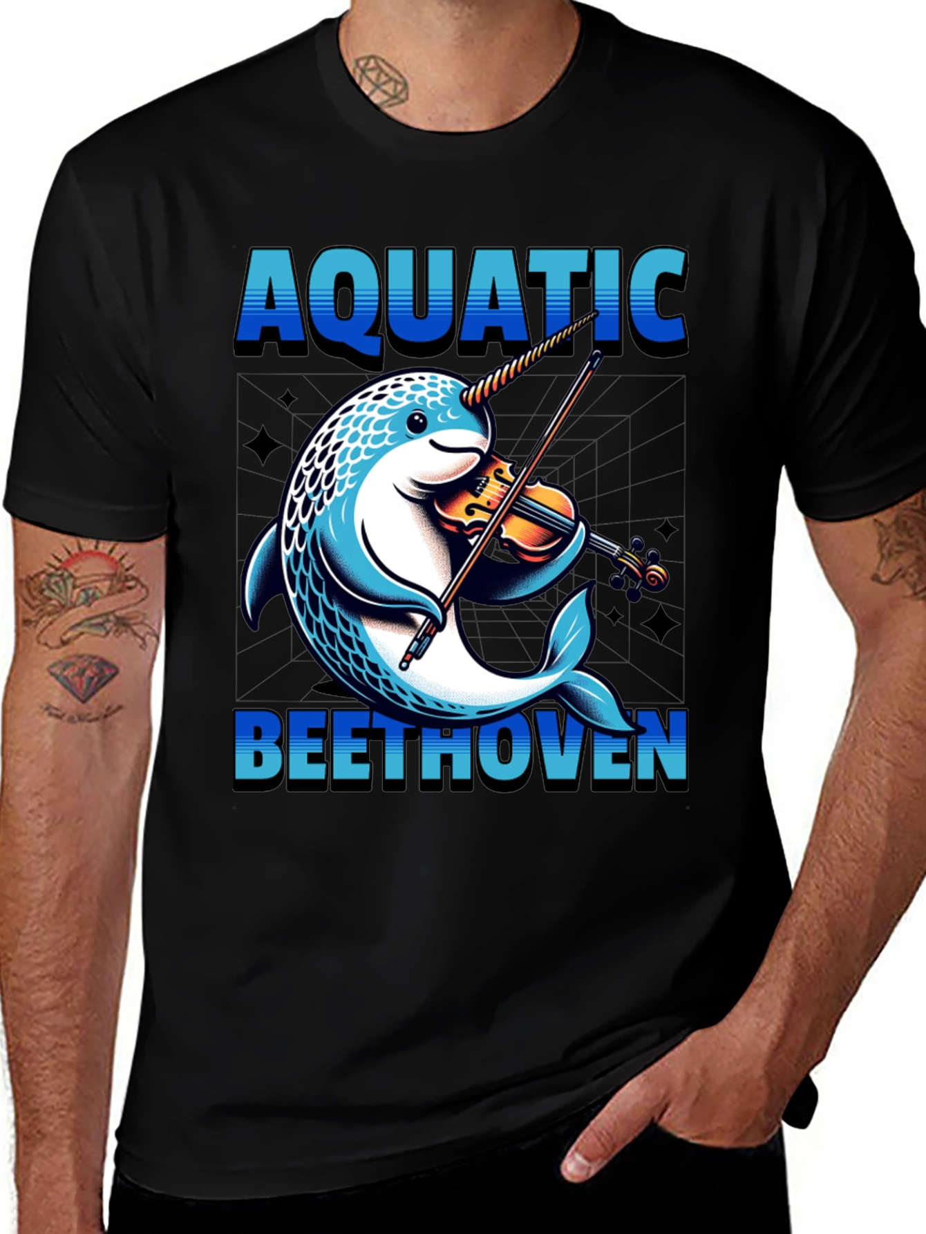 Aquatic Beethoven T-Shirt - Narwhal Violin Player