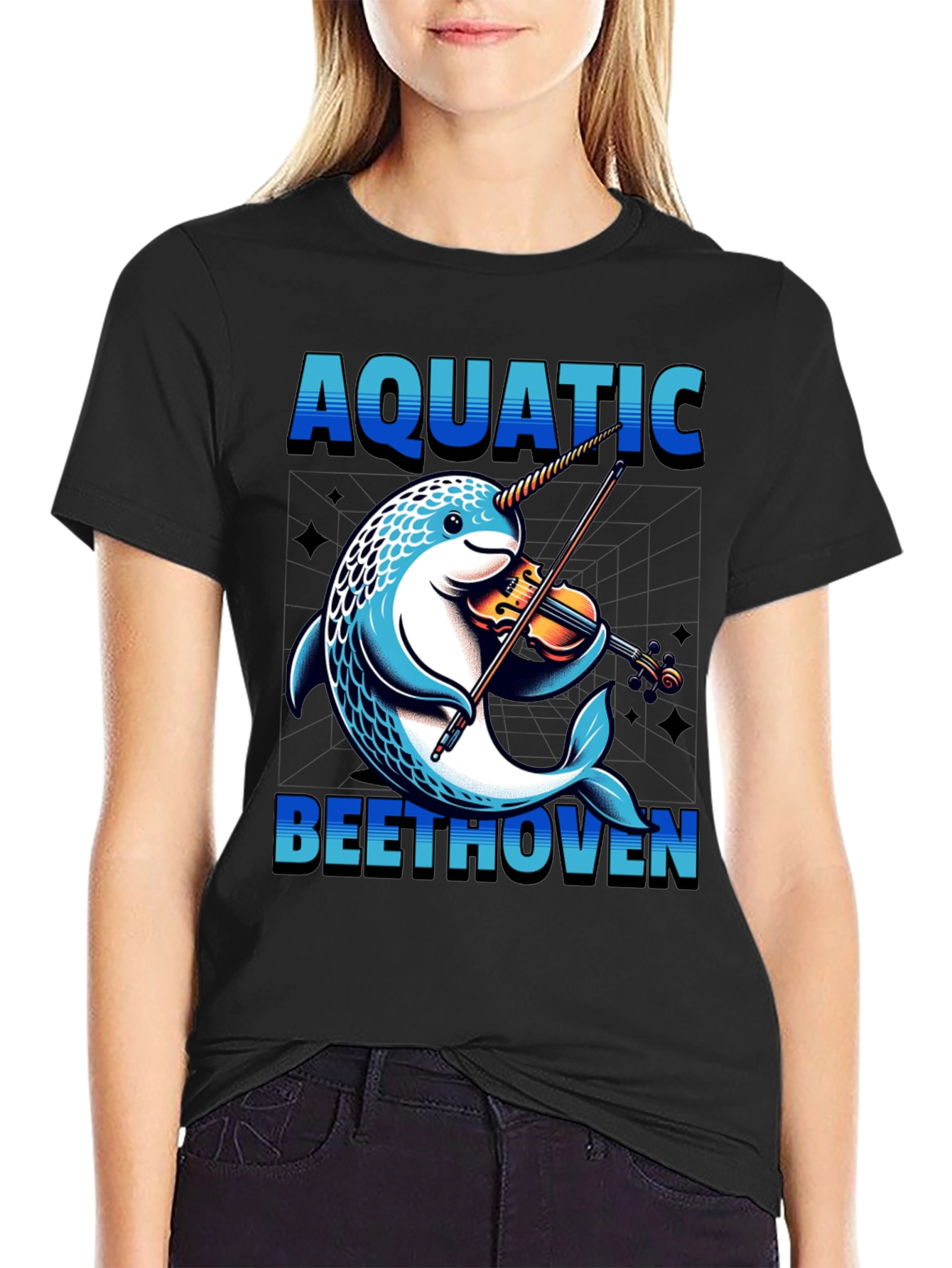 Aquatic Beethoven T-Shirt - Narwhal Violin Player