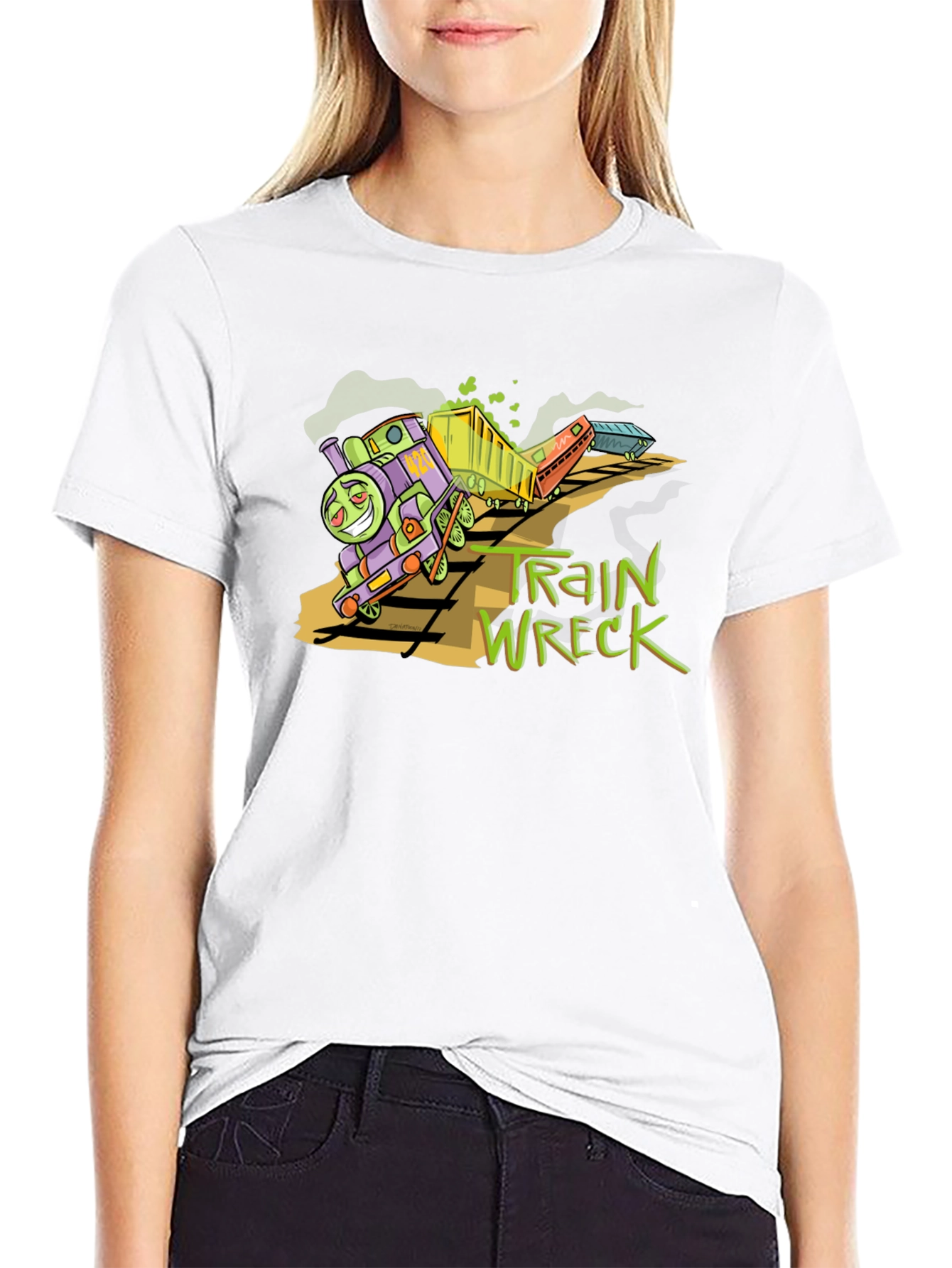 Train Wreck Graphic Tee -  Black Cotton Shirt