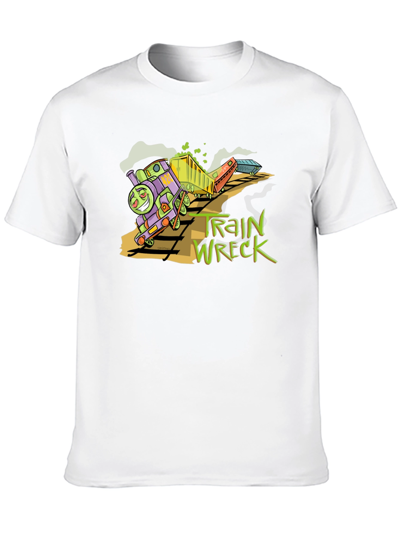 Train Wreck Graphic Tee -  Black Cotton Shirt