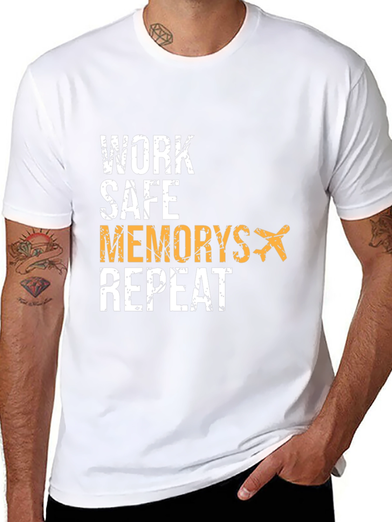 Work Safe Memories Repeat Black Graphic Tee