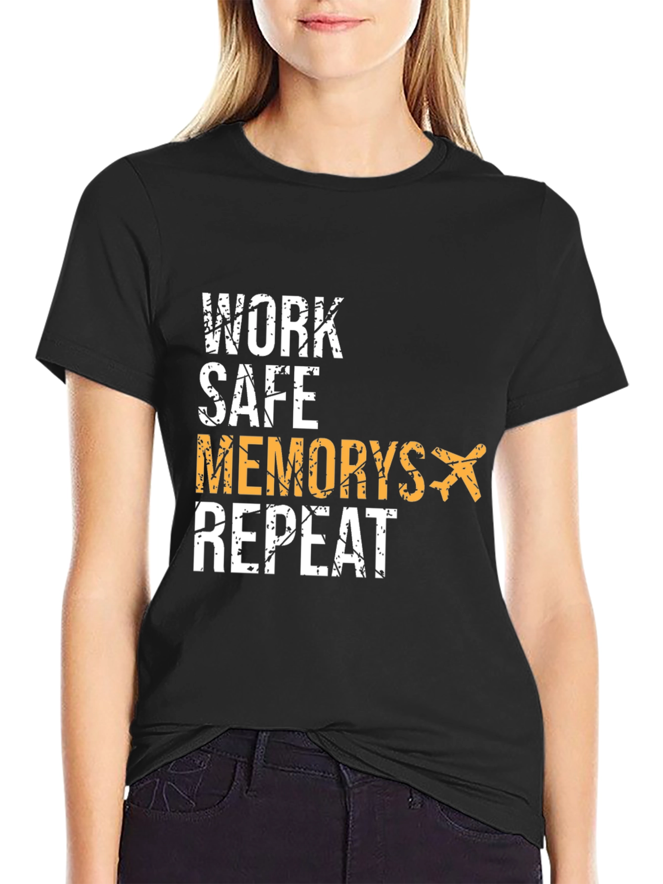 Work Safe Memories Repeat Black Graphic Tee