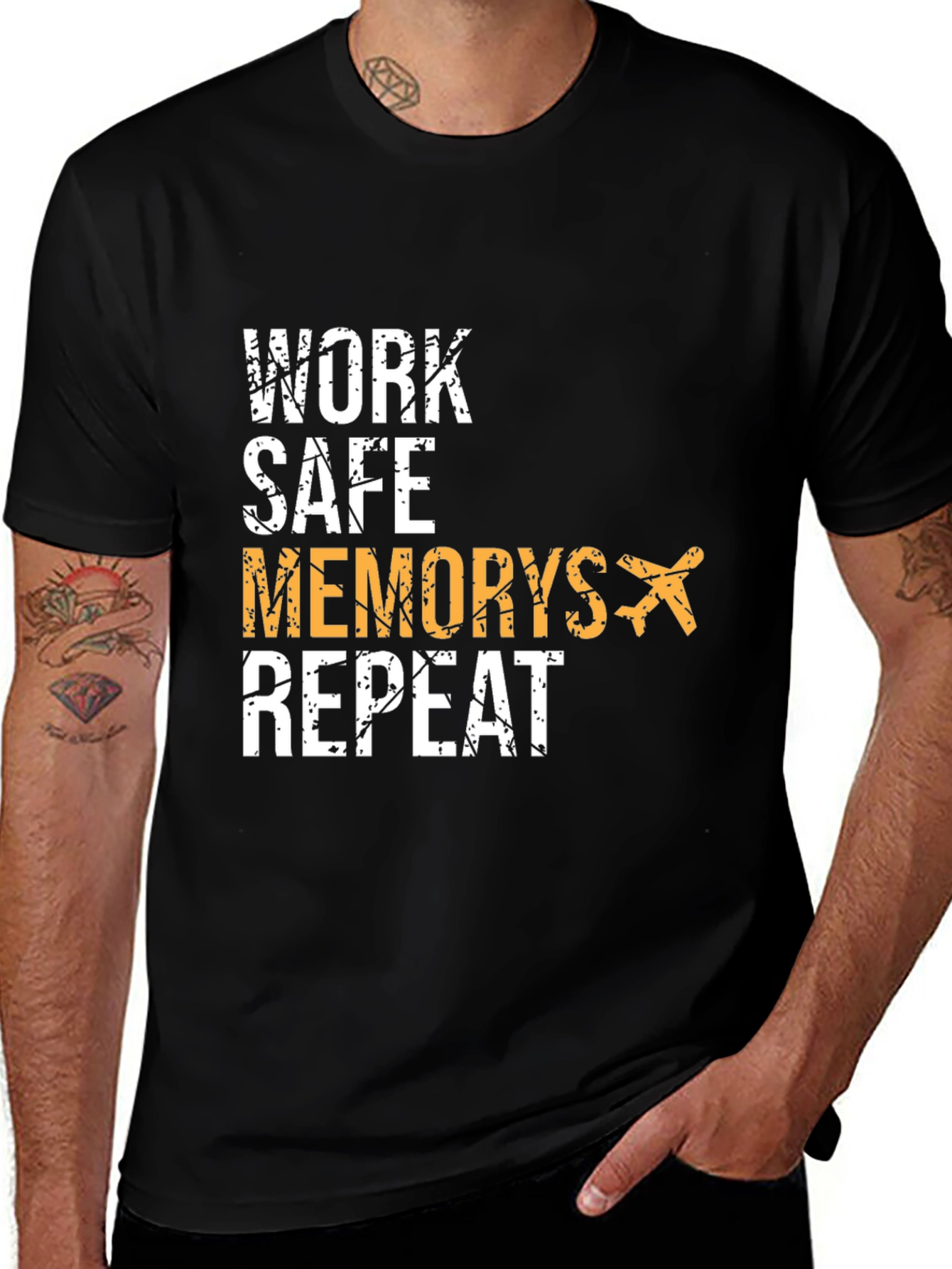 Work Safe Memories Repeat Black Graphic Tee