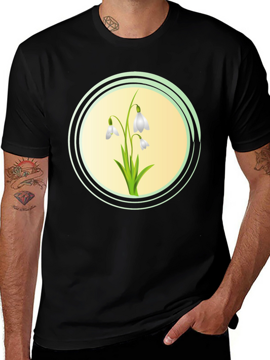 Snowdrop Flower Graphic Black T-Shirt