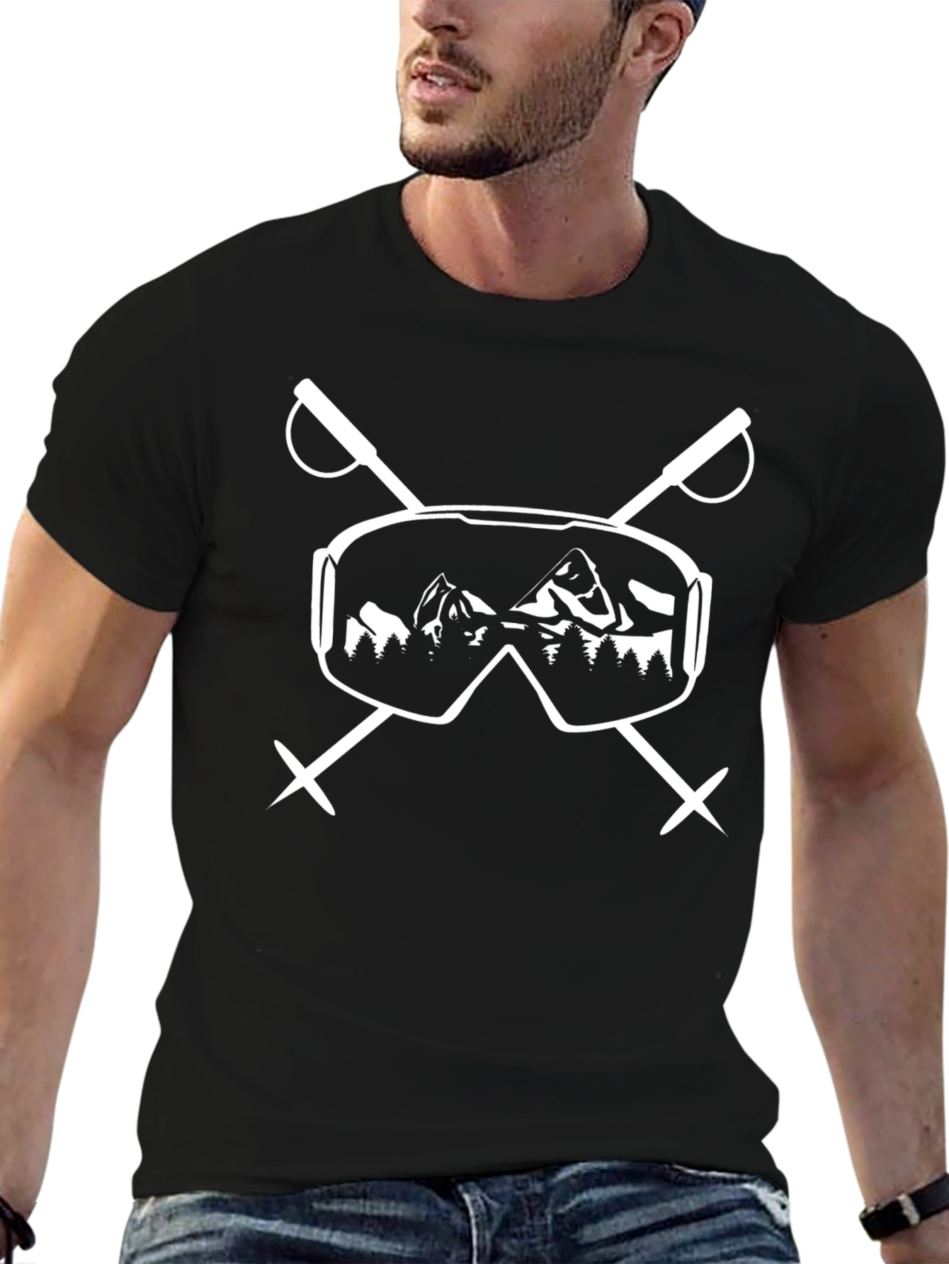 Ski Goggles & Mountain Graphic T-Shirt