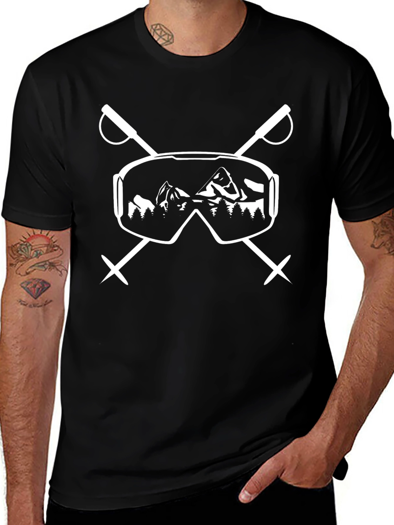 Ski Goggles & Mountain Graphic T-Shirt