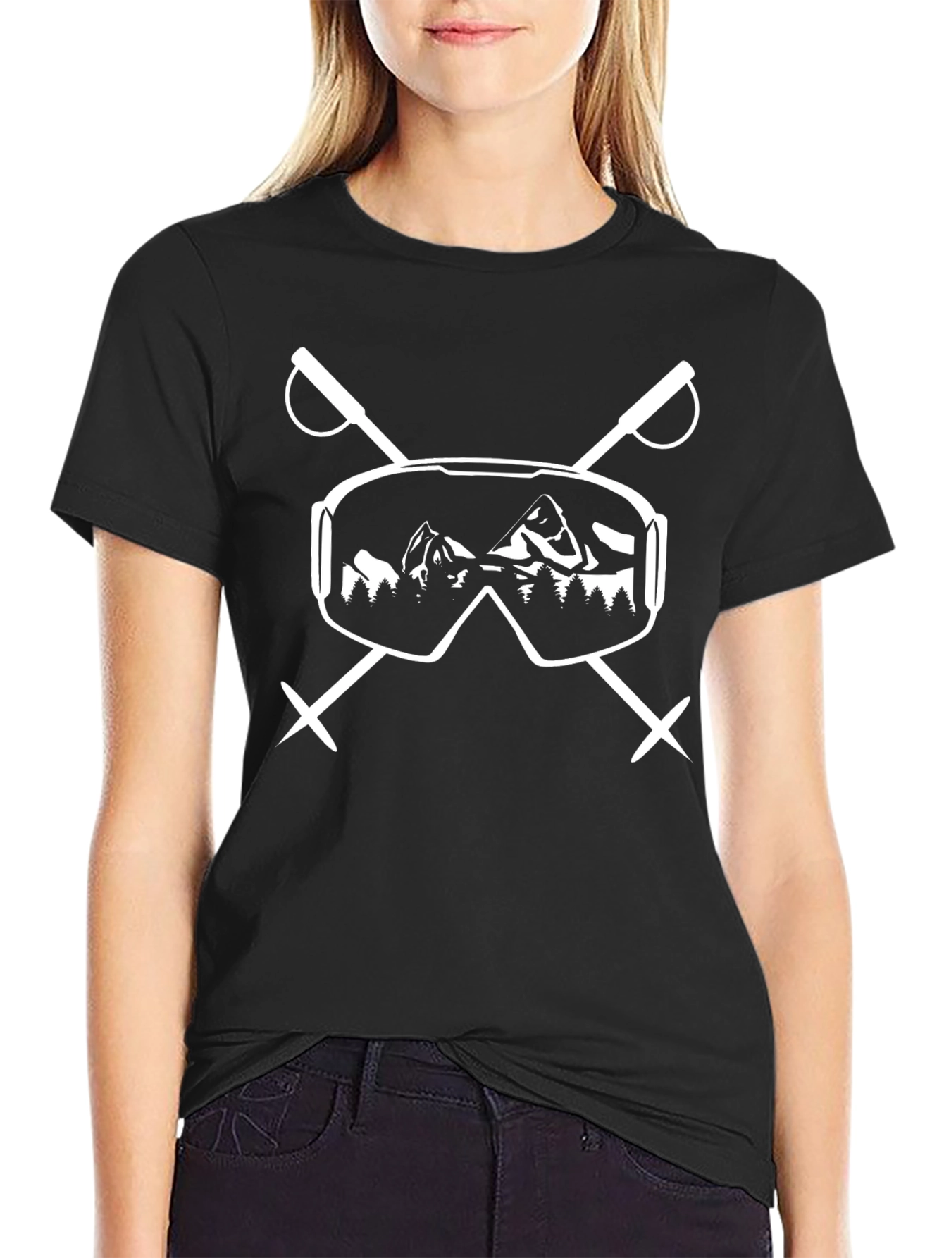 Ski Goggles & Mountain Graphic T-Shirt