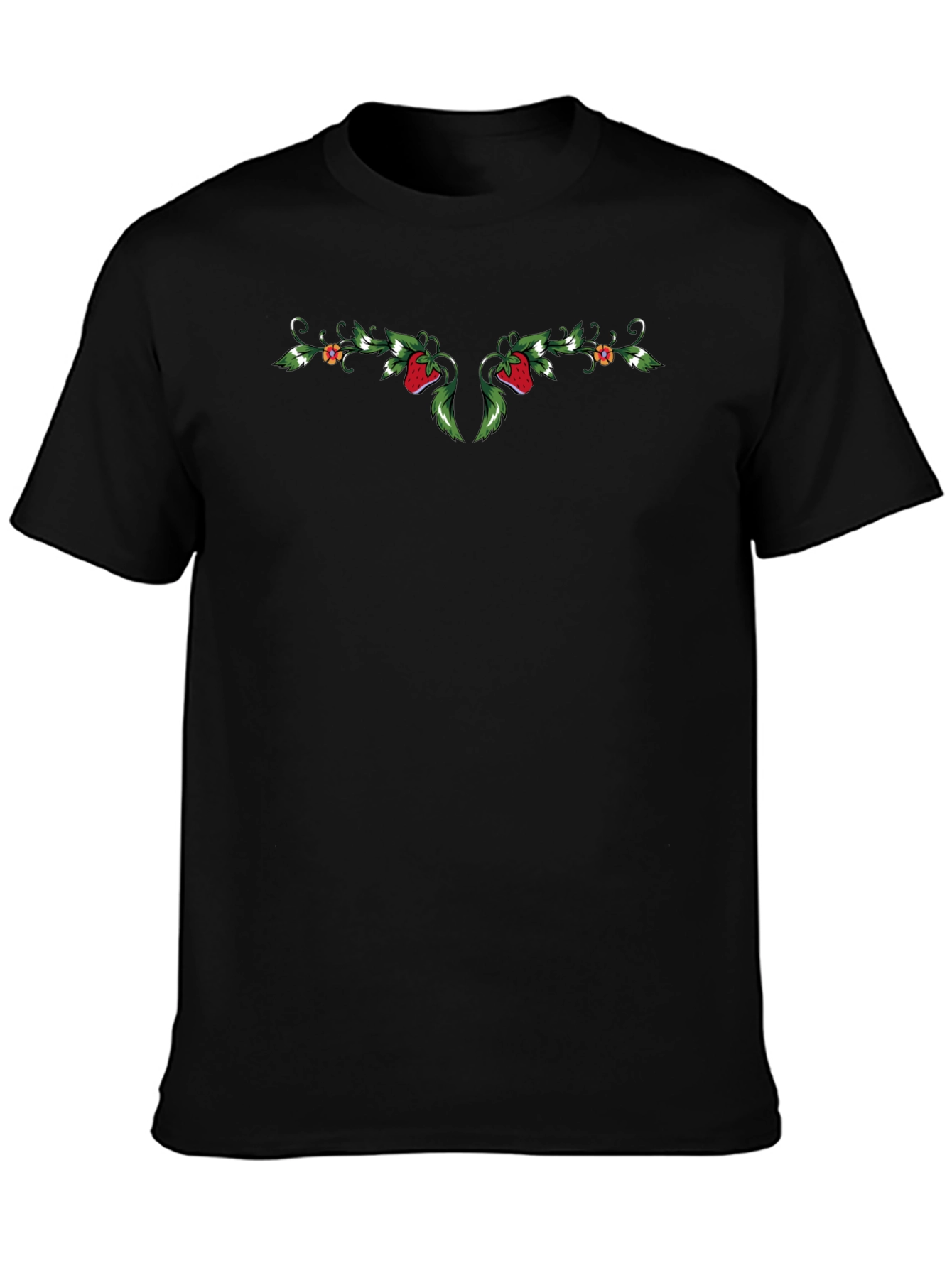 Strawberry Vines Black T-Shirt
