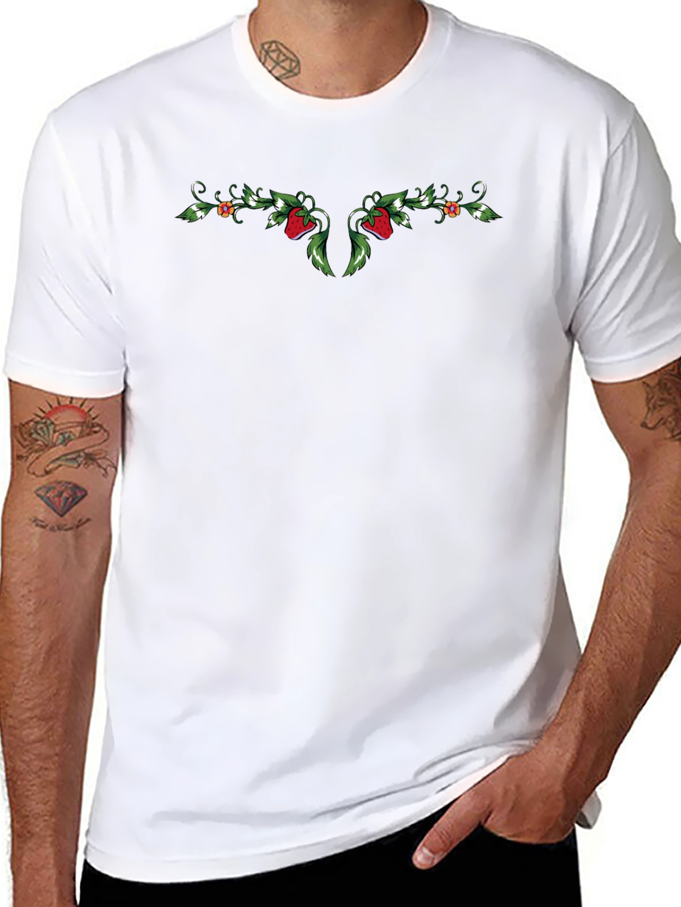 Strawberry Vines Black T-Shirt