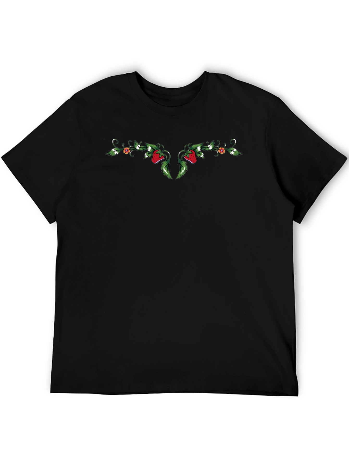 Strawberry Vines Black T-Shirt