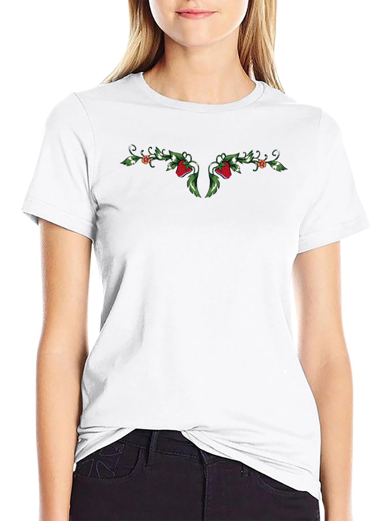 Strawberry Vines Black T-Shirt