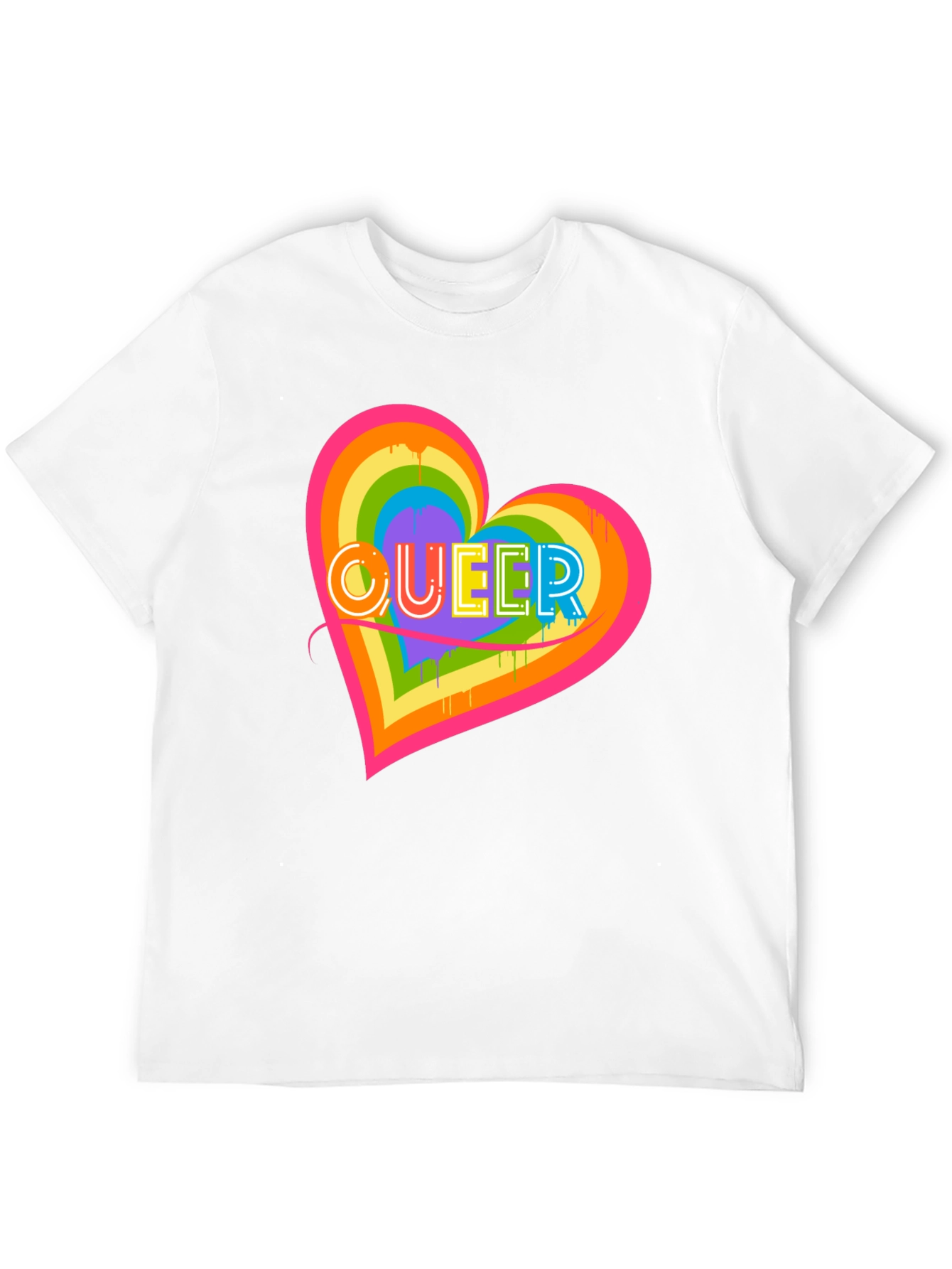 Queer Heart Graphic T-Shirt Pride Month LGBT Rainbow Tee