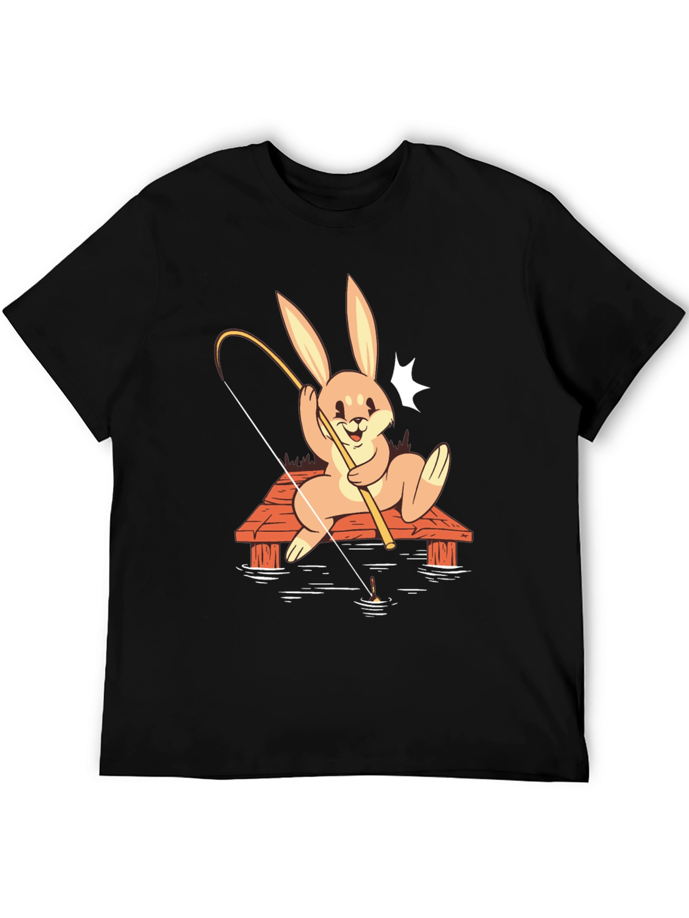 Bunny Fishing Graphic Tee - Black