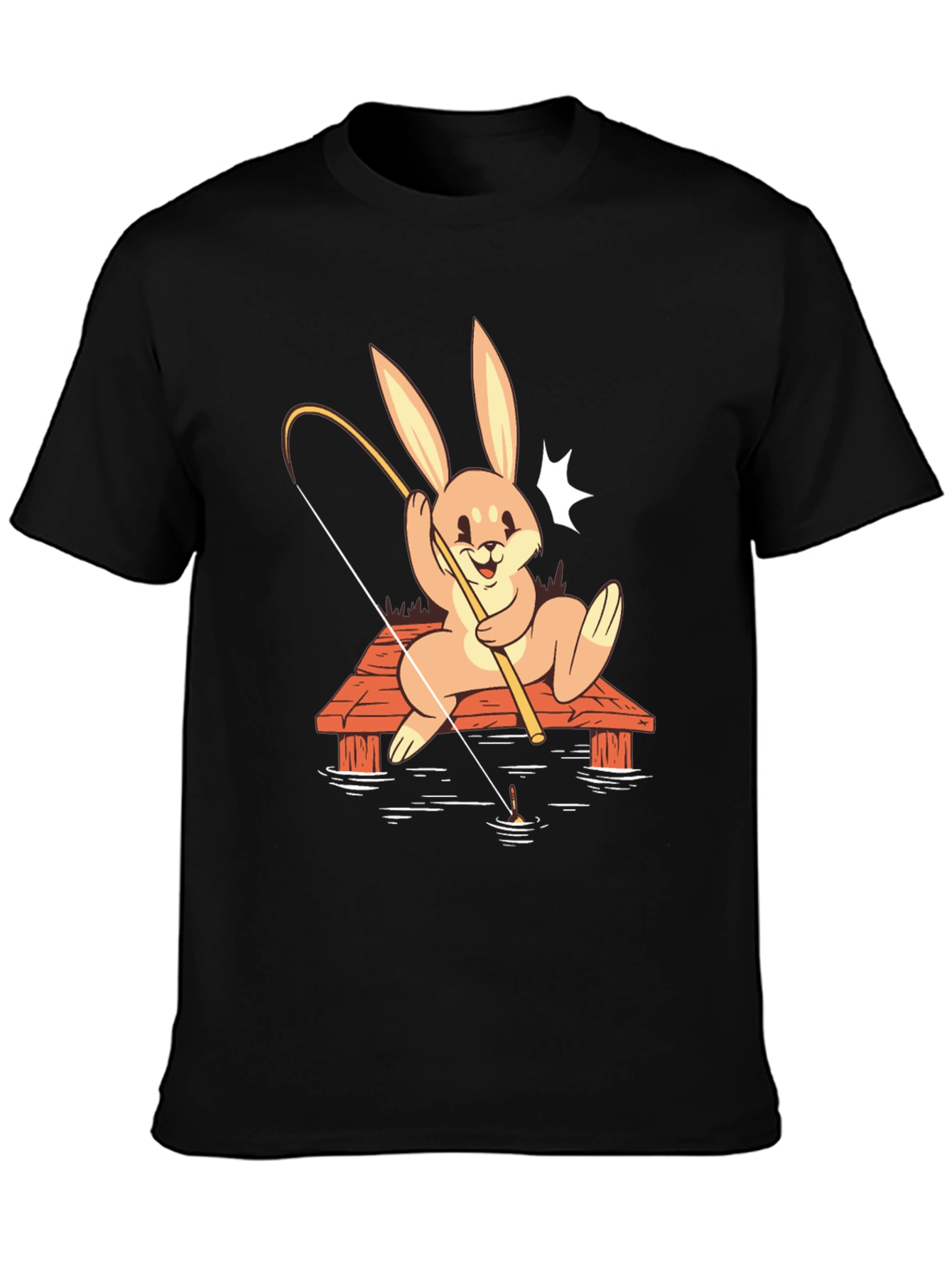 Bunny Fishing Graphic Tee - Black