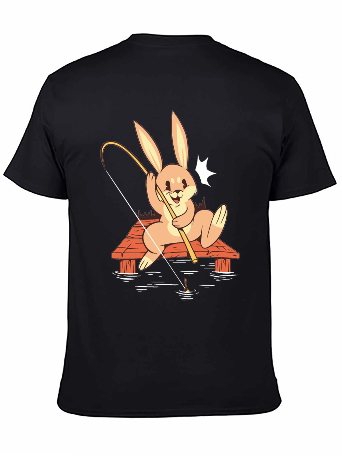 Bunny Fishing Graphic Tee - Black