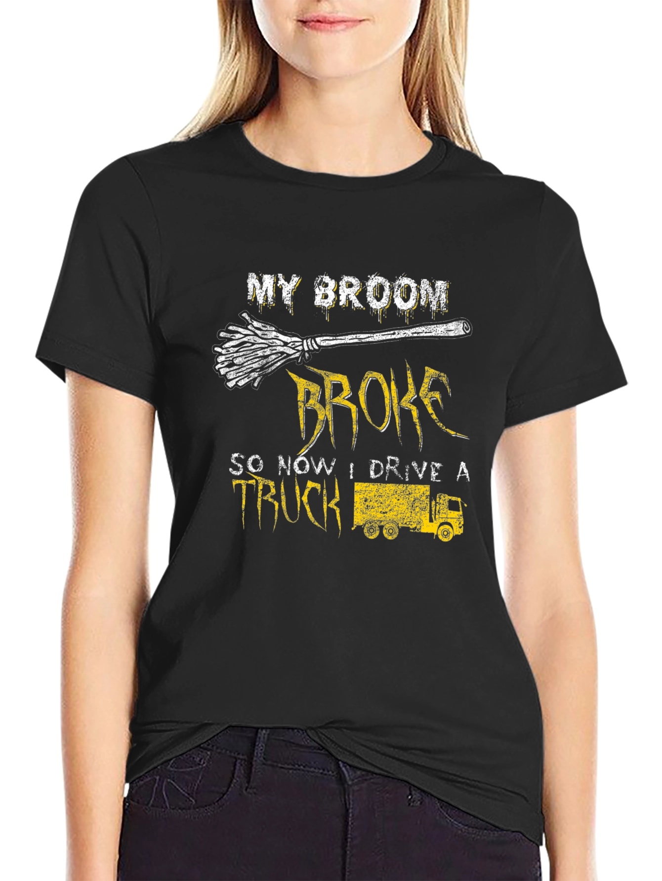 Broom Broke Trucker T-Shirt - Funny Driver Tee