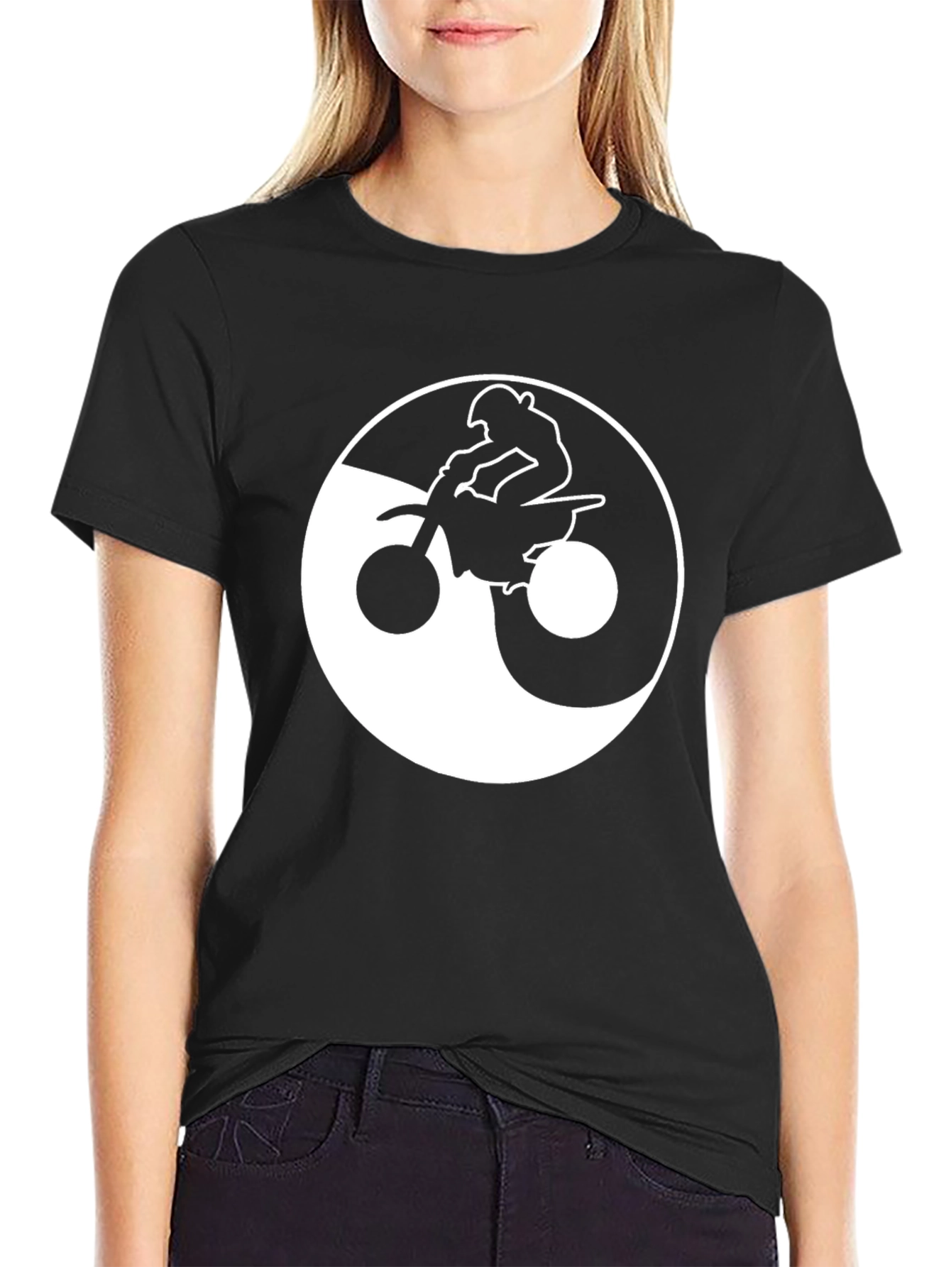 Yin Yang Dirt Bike Rider Graphic T-Shirt
