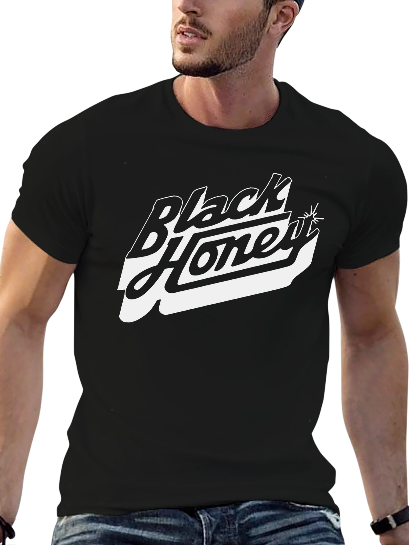 Black Honey Graphic Tee - Classic Black Cotton T-Shirt