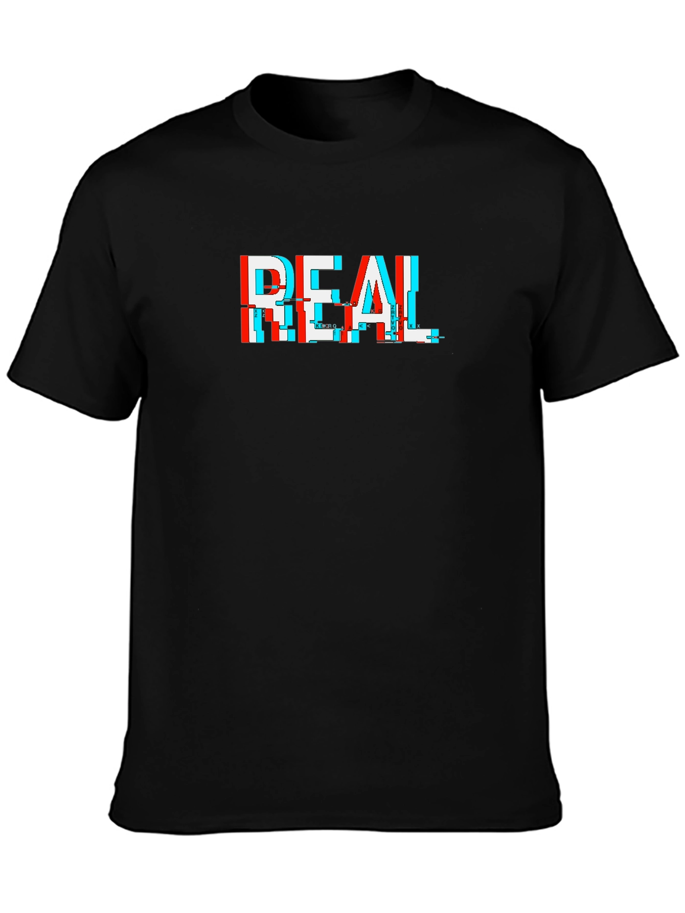 REAL Glitch Graphic Tee - Black Cotton T-Shirt