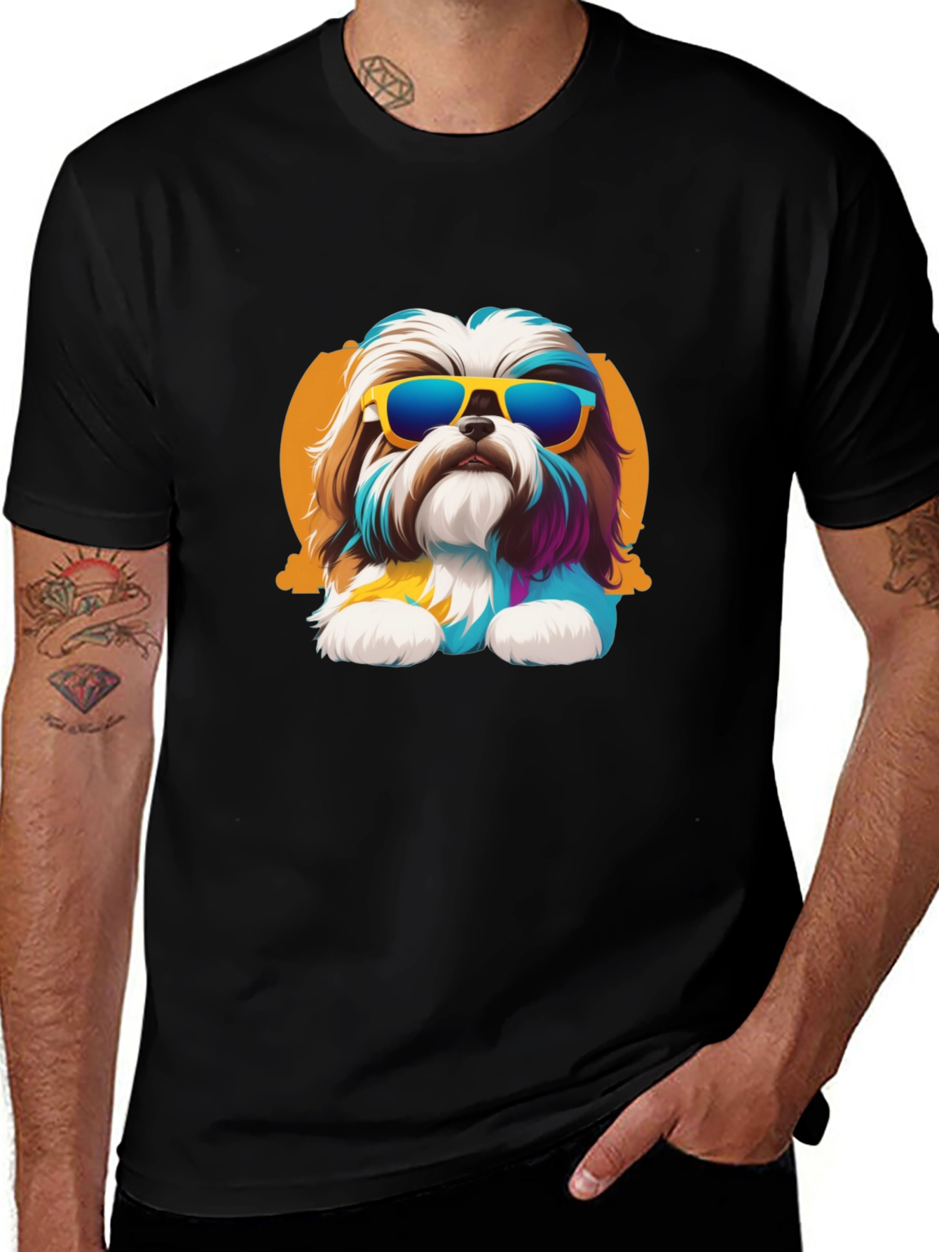 Cool Dog Graphic Tee - Black Cotton Shirt