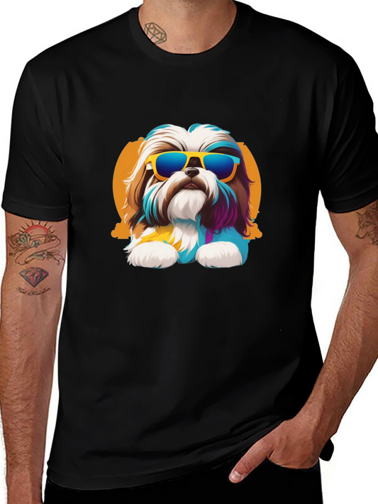 Cool Dog Graphic Tee - Black Cotton Shirt