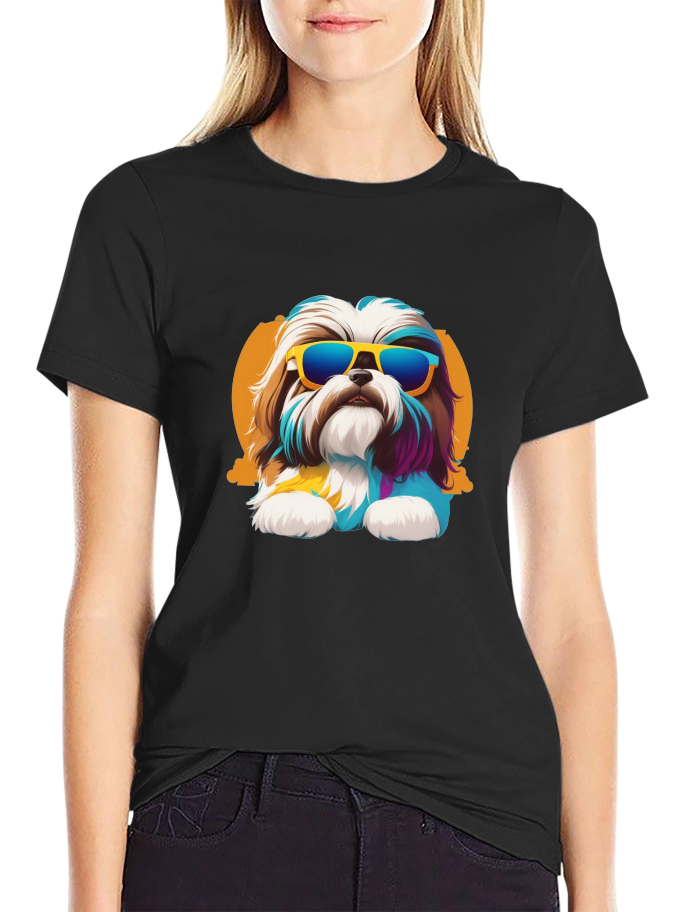 Cool Dog Graphic Tee - Black Cotton Shirt