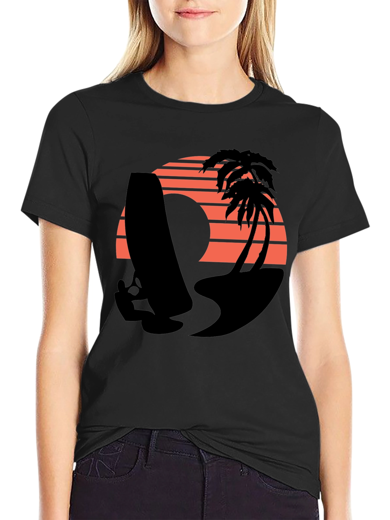 Retro Surf T-Shirt - Sunset Beach Design