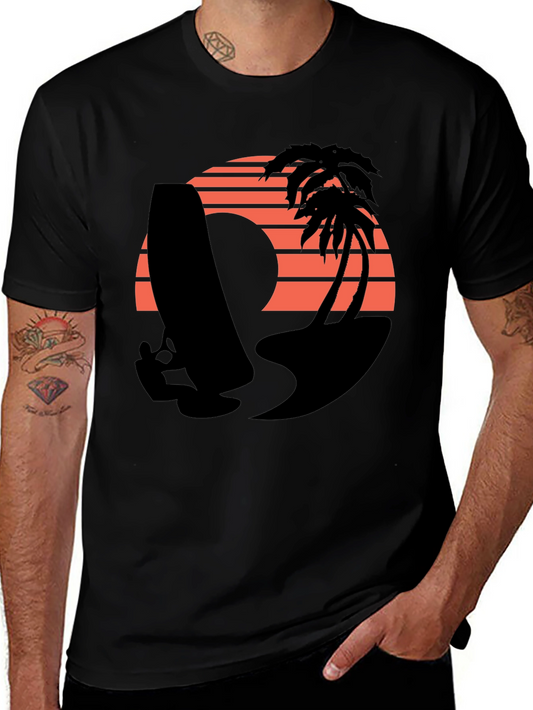 Retro Surf T-Shirt - Sunset Beach Design
