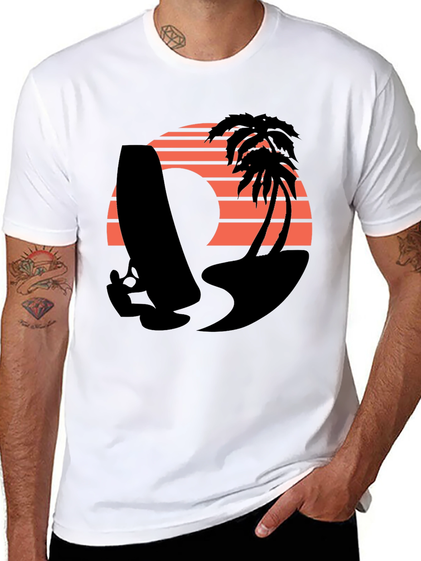 Retro Surf T-Shirt - Sunset Beach Design