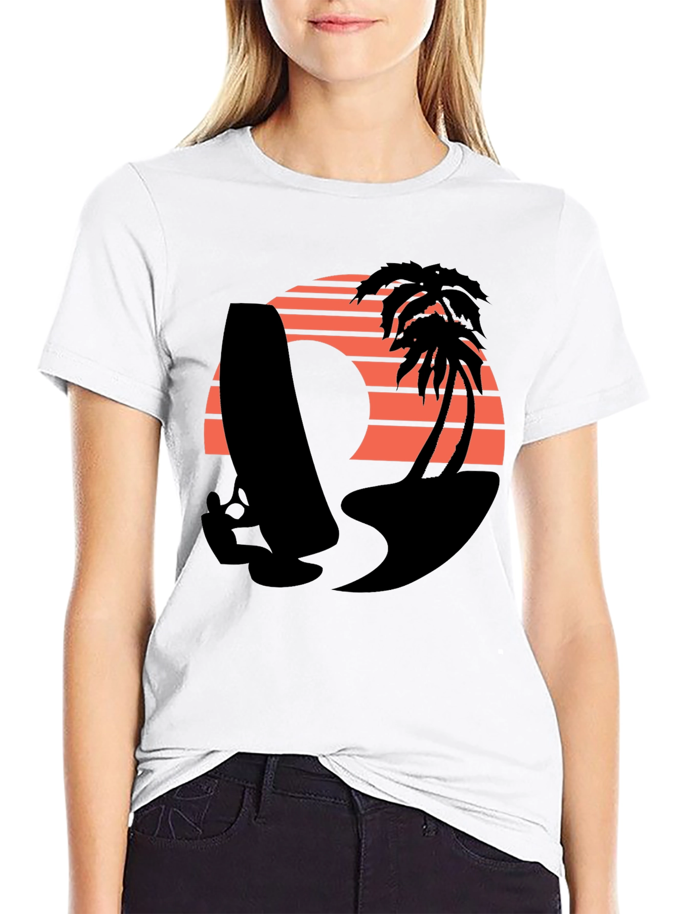 Retro Surf T-Shirt - Sunset Beach Design