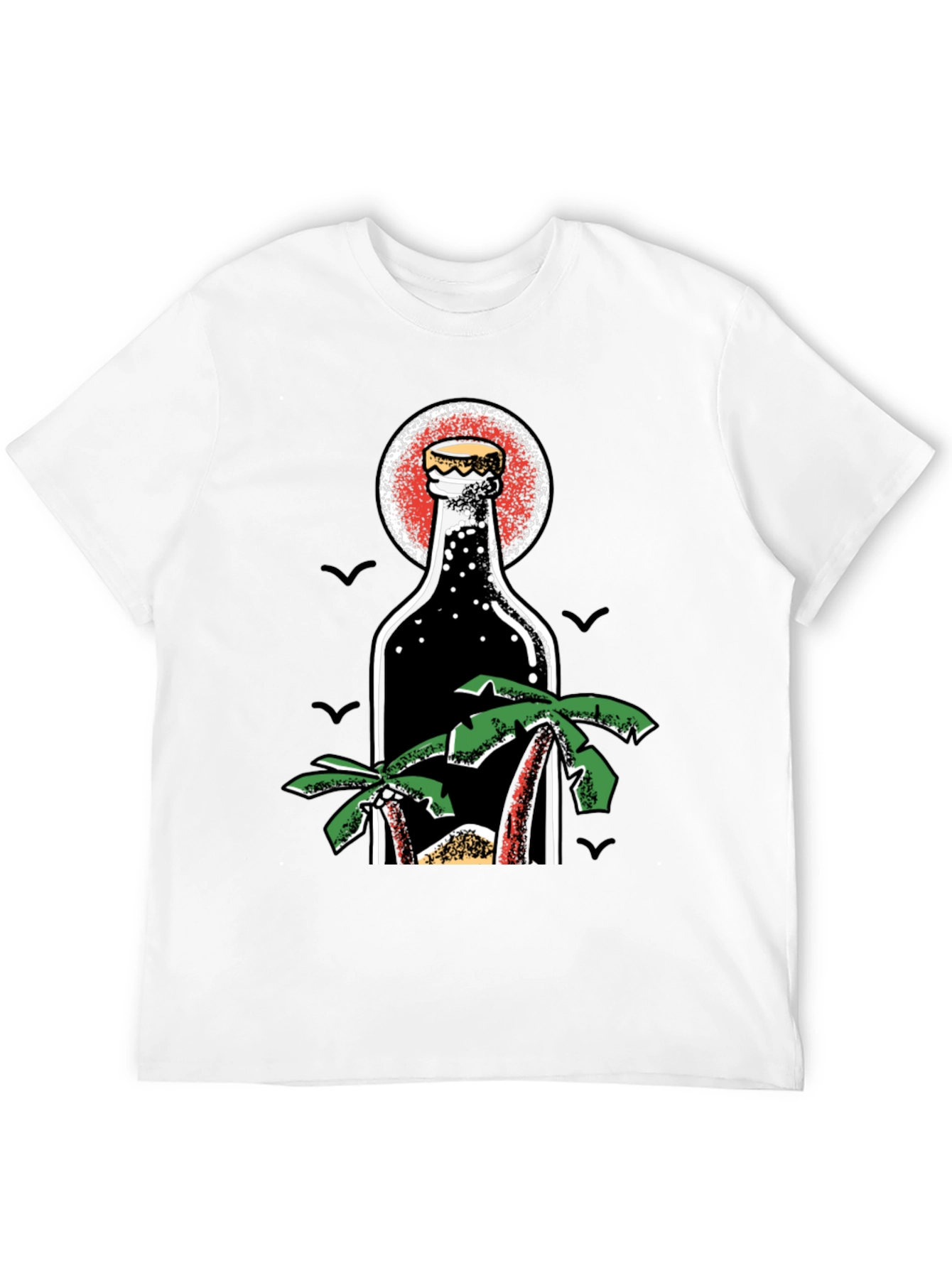 Tropical Beer Bottle Graphic T-Shirt