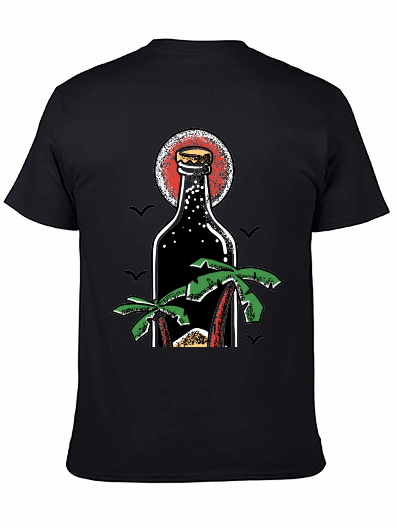 Tropical Beer Bottle Graphic T-Shirt