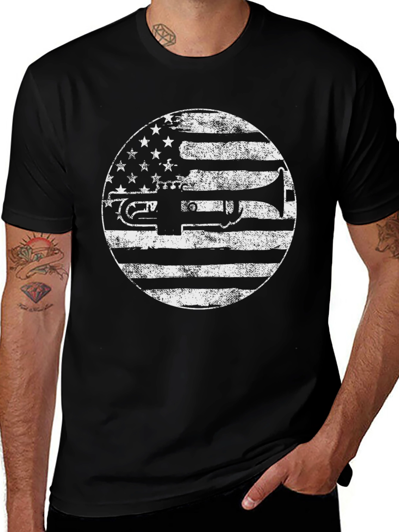 Trumpet American Flag Graphic Tee