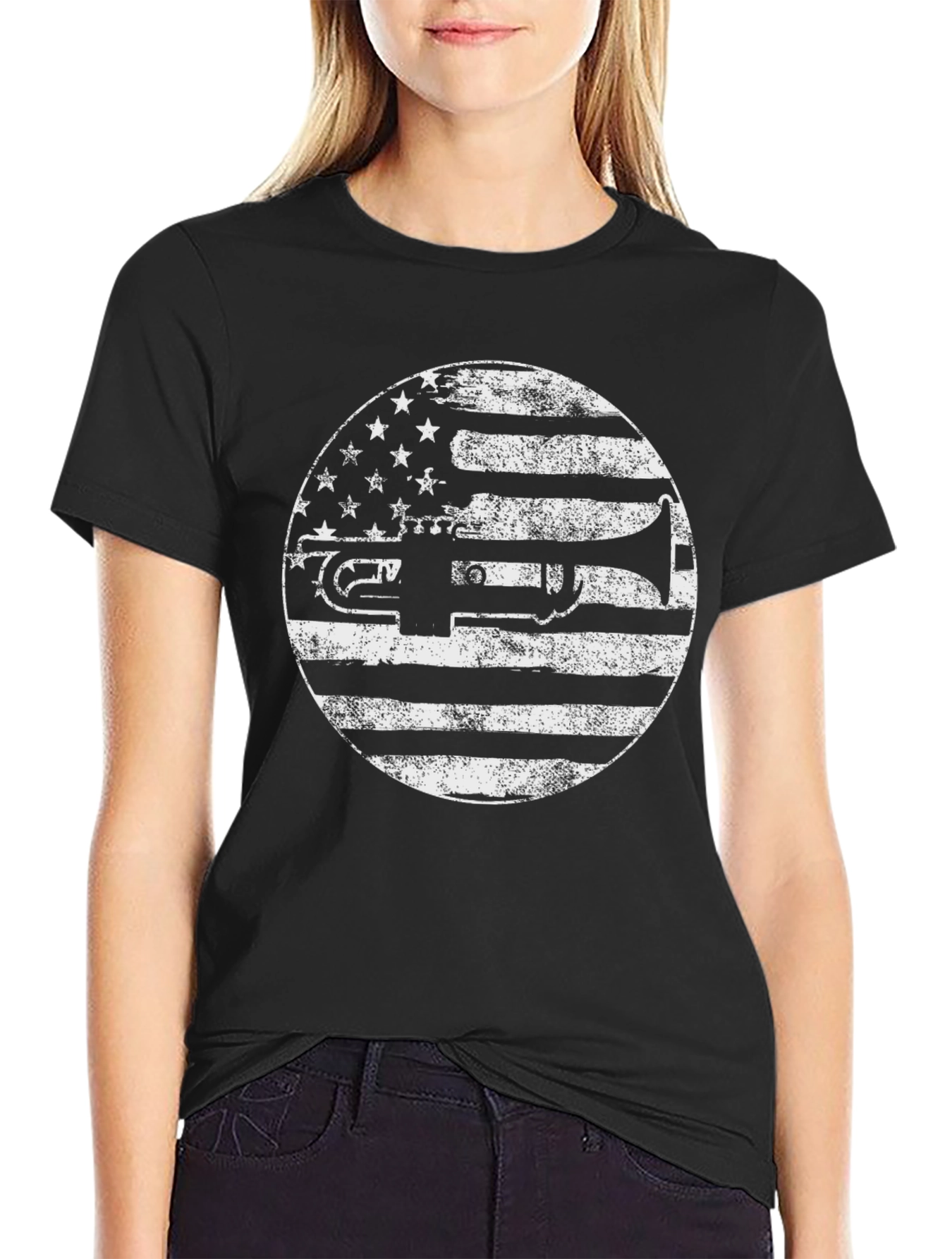 Trumpet American Flag Graphic Tee