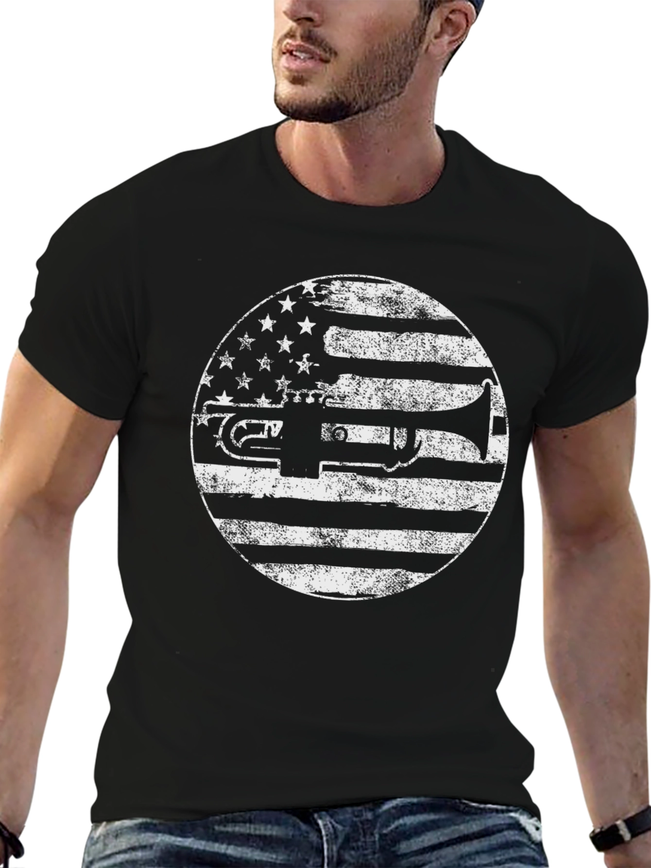 Trumpet American Flag Graphic Tee