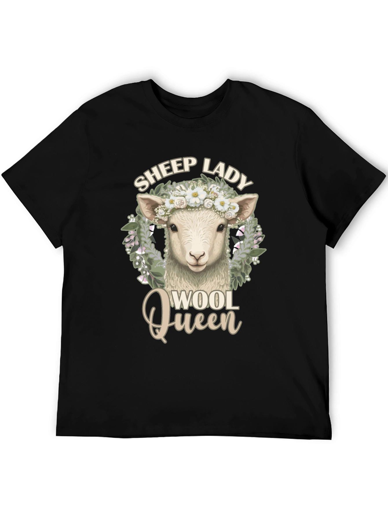 Sheep Lady Wool Queen Black Graphic Tee