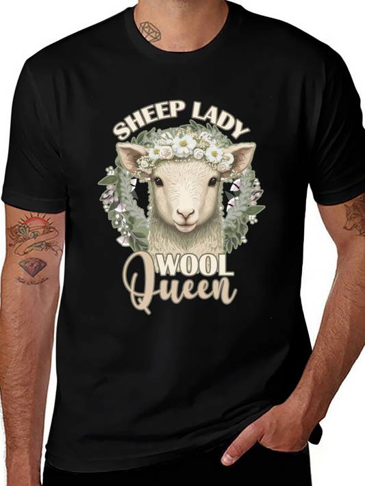 Sheep Lady Wool Queen Black Graphic Tee