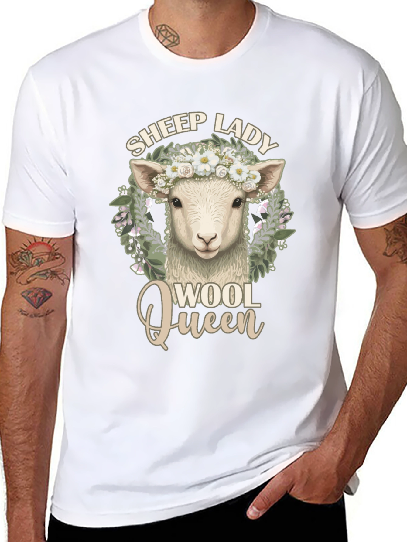Sheep Lady Wool Queen Black Graphic Tee