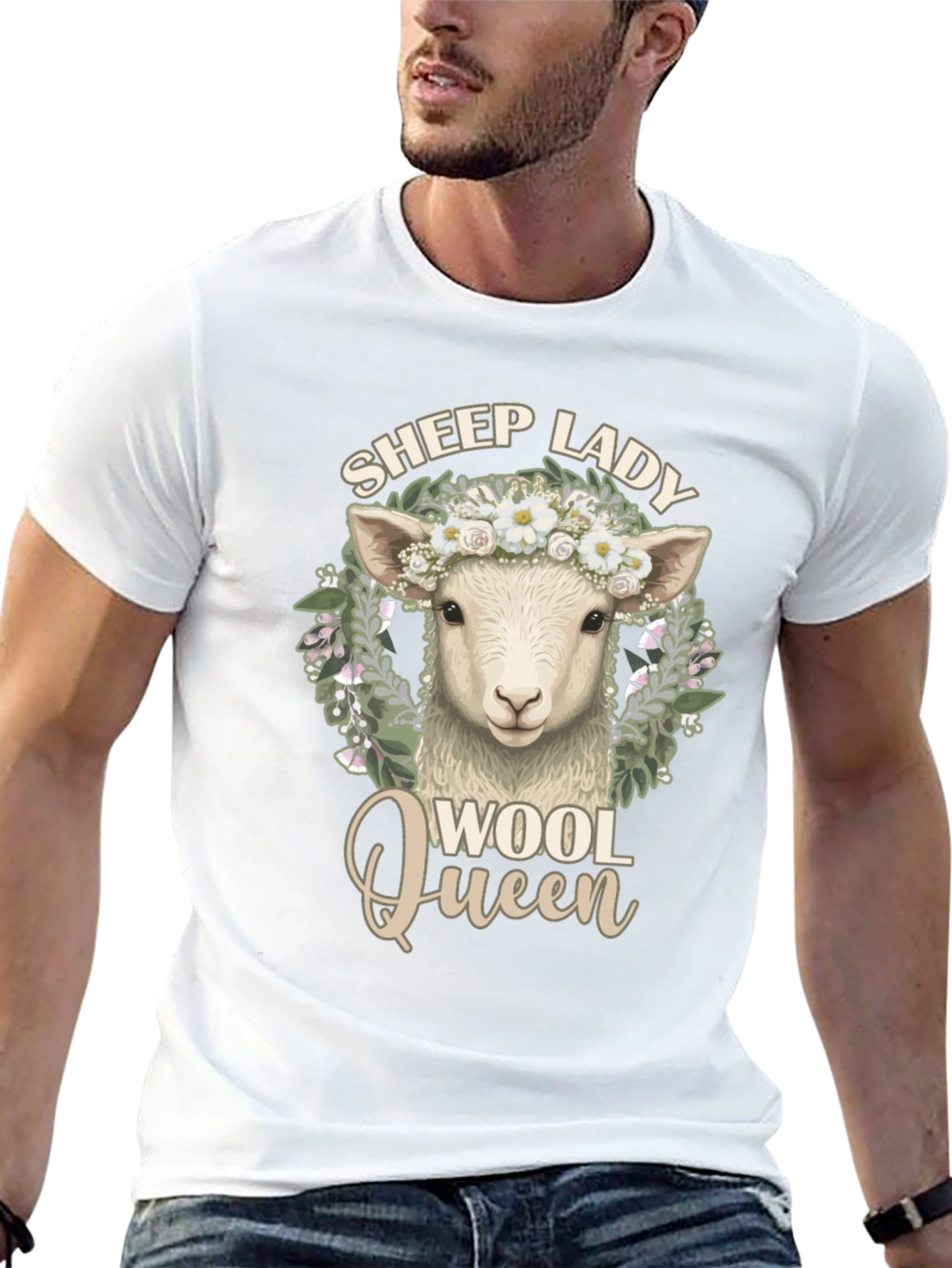 Sheep Lady Wool Queen Black Graphic Tee