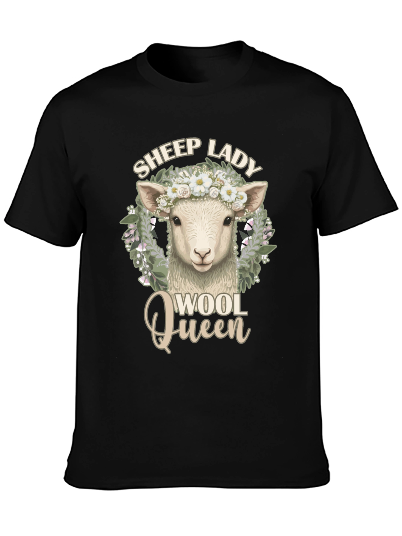 Sheep Lady Wool Queen Black Graphic Tee