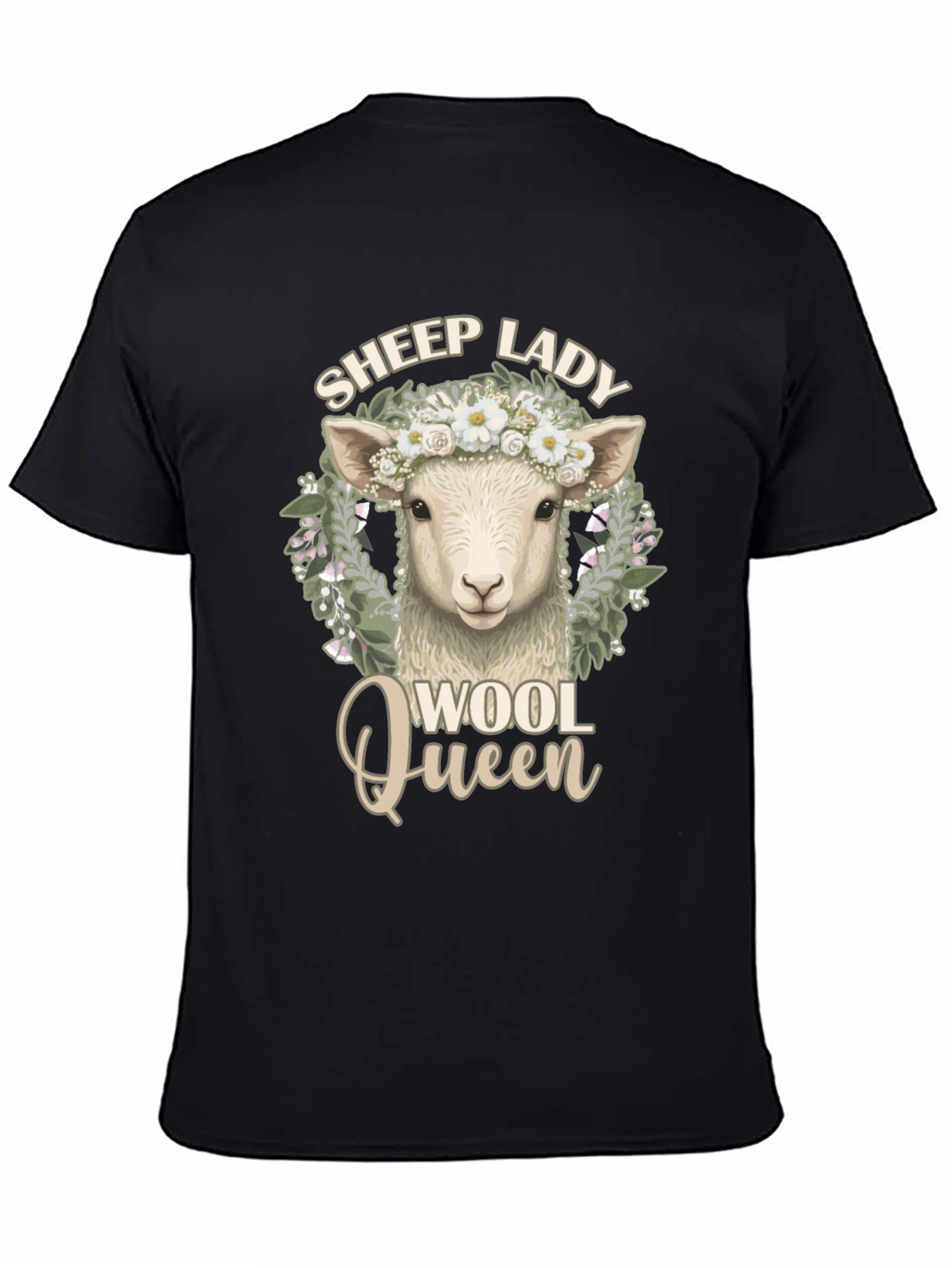 Sheep Lady Wool Queen Black Graphic Tee