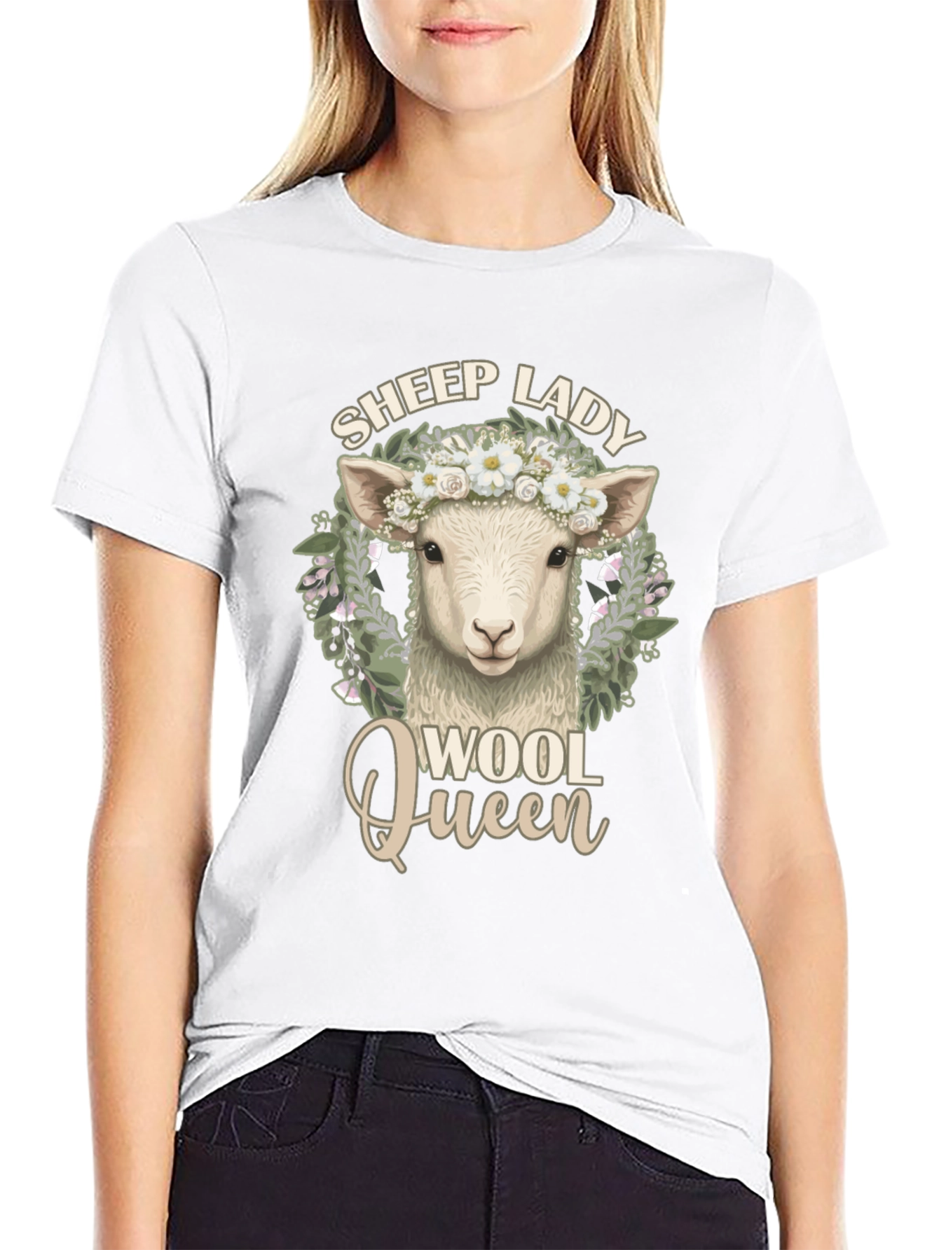 Sheep Lady Wool Queen Black Graphic Tee