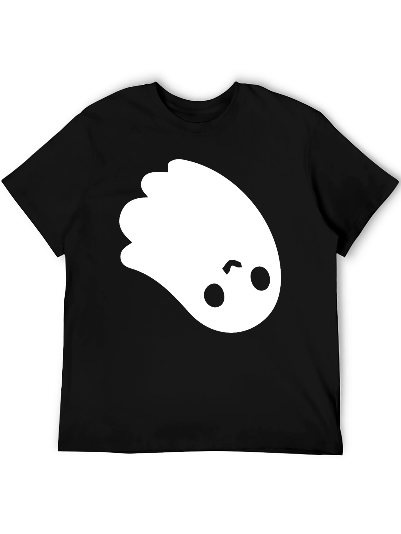 Cute Ghost Graphic Tee - Black Cotton T-Shirt
