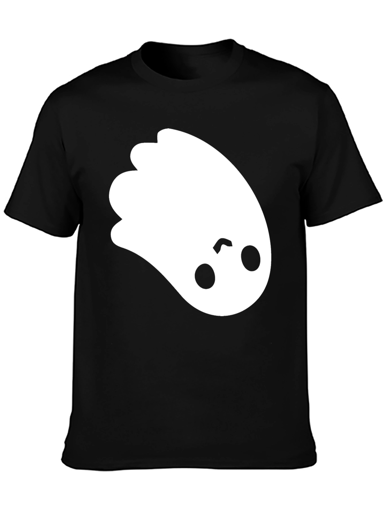 Cute Ghost Graphic Tee - Black Cotton T-Shirt