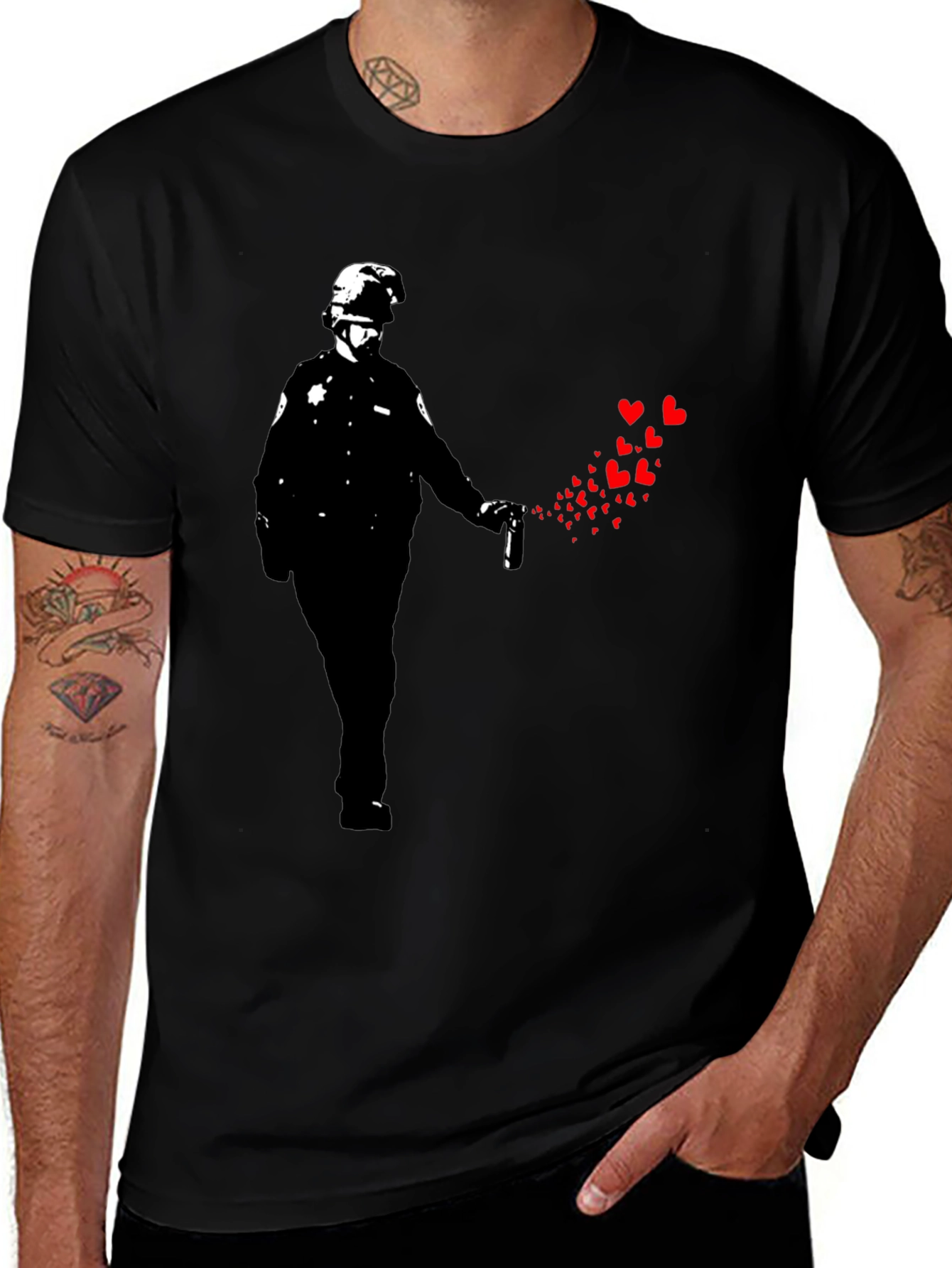 Banksy Riot Cop Heart T-Shirt