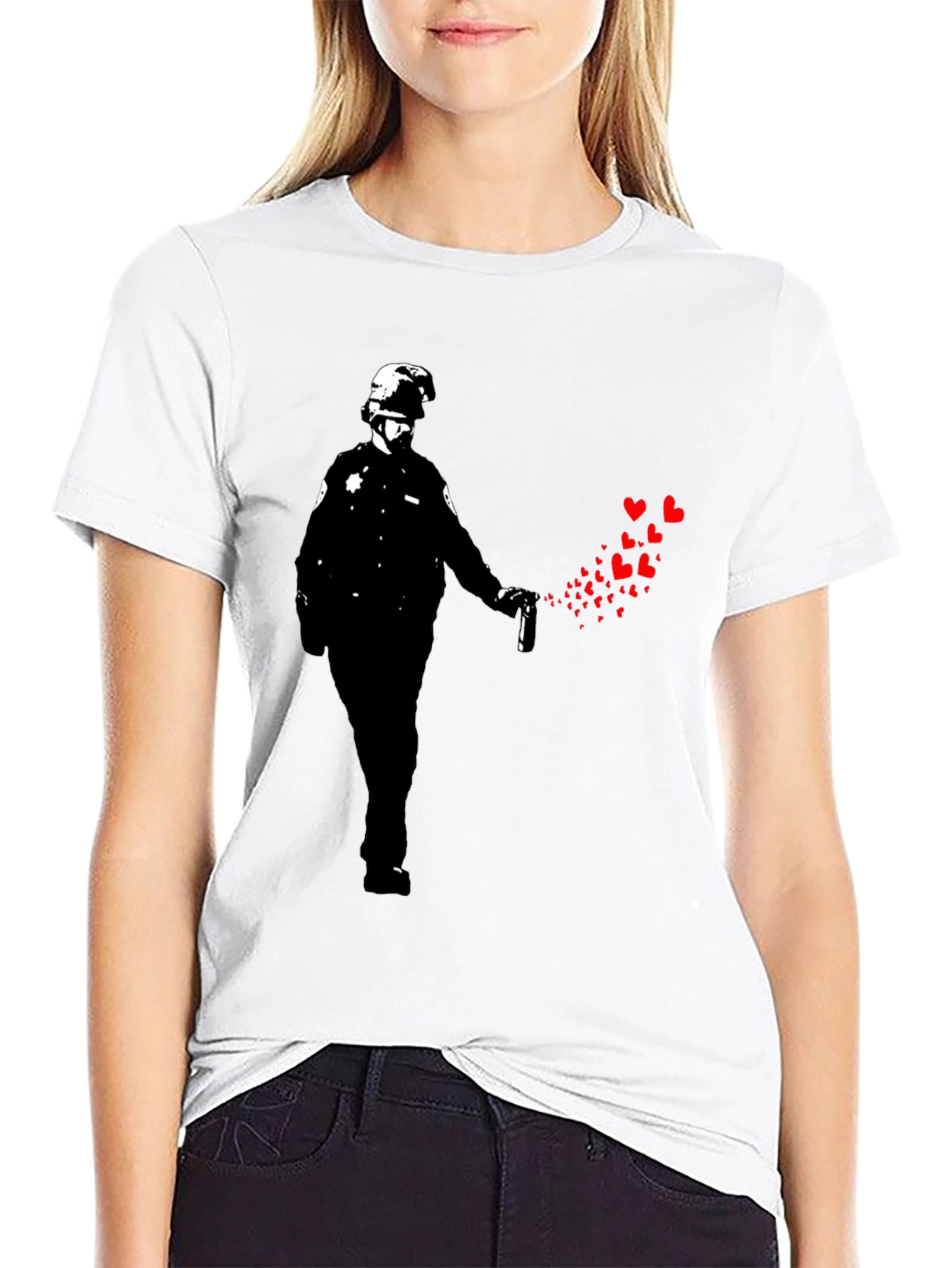 Banksy Riot Cop Heart T-Shirt